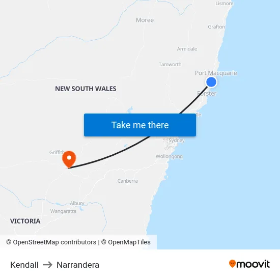 Kendall to Narrandera map
