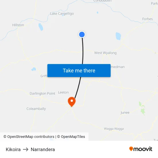 Kikoira to Narrandera map