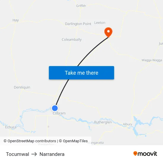 Tocumwal to Narrandera map