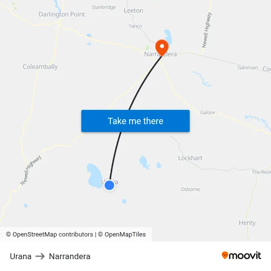 Urana to Narrandera map