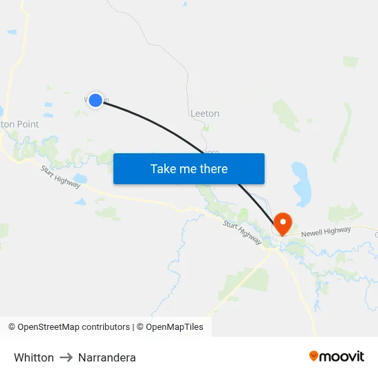 Whitton to Narrandera map
