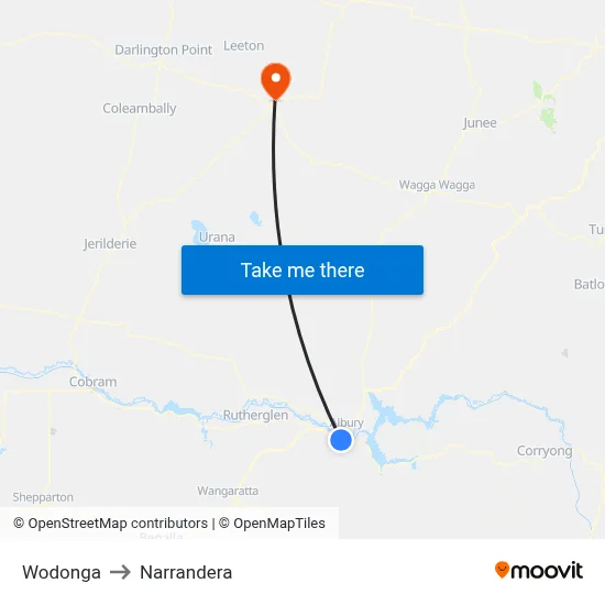 Wodonga to Narrandera map