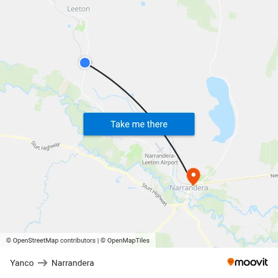 Yanco to Narrandera map