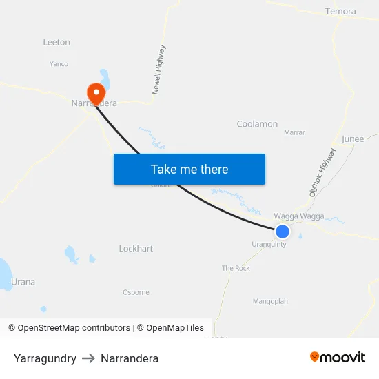 Yarragundry to Narrandera map