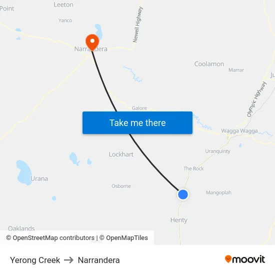 Yerong Creek to Narrandera map