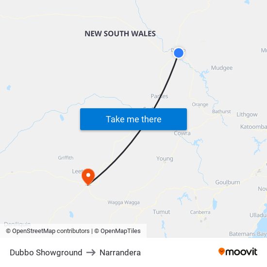 Dubbo Showground to Narrandera map