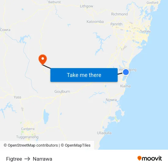 Figtree to Narrawa map