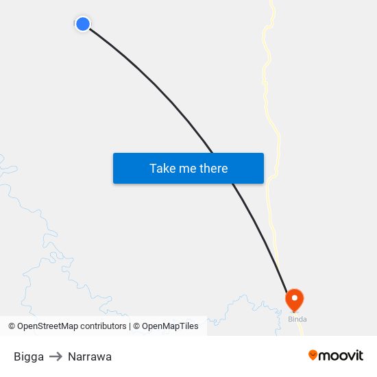 Bigga to Narrawa map