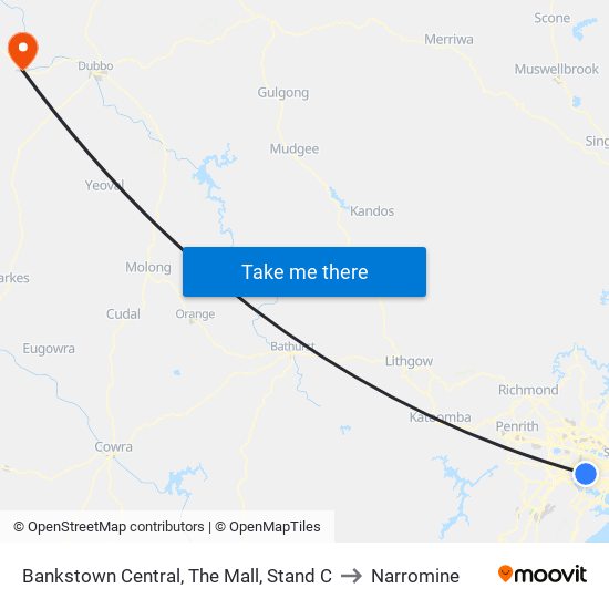 Bankstown Central, The Mall, Stand C to Narromine map