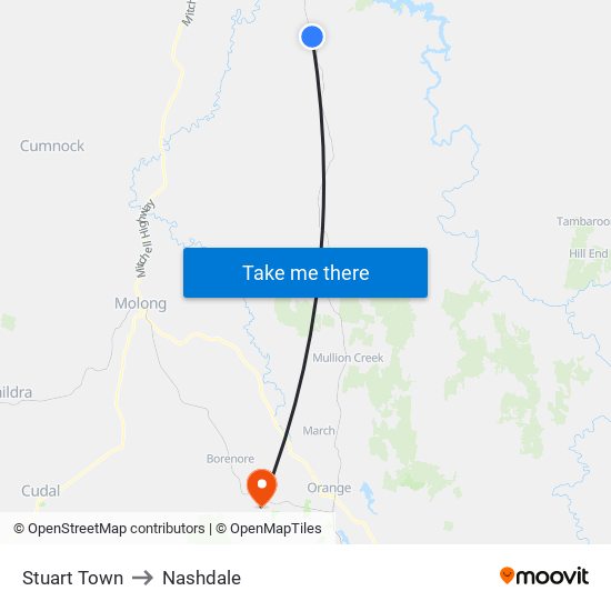Stuart Town to Nashdale map