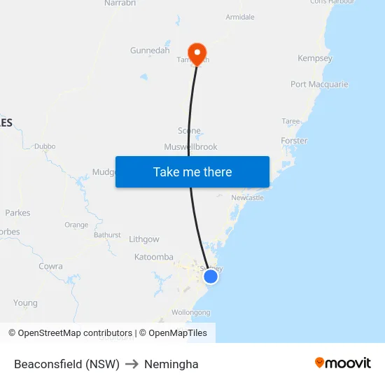 Beaconsfield (NSW) to Nemingha map