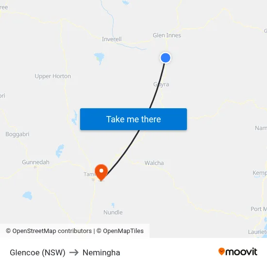 Glencoe (NSW) to Nemingha map