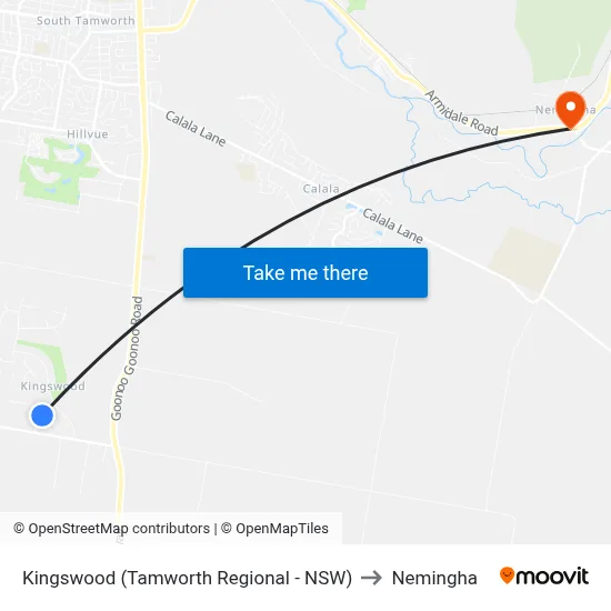 Kingswood (Tamworth Regional - NSW) to Nemingha map