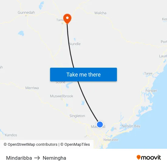 Mindaribba to Nemingha map