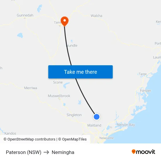 Paterson (NSW) to Nemingha map