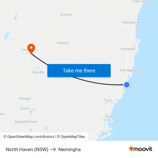 North Haven (NSW) to Nemingha map