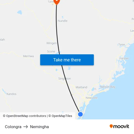 Colongra to Nemingha map