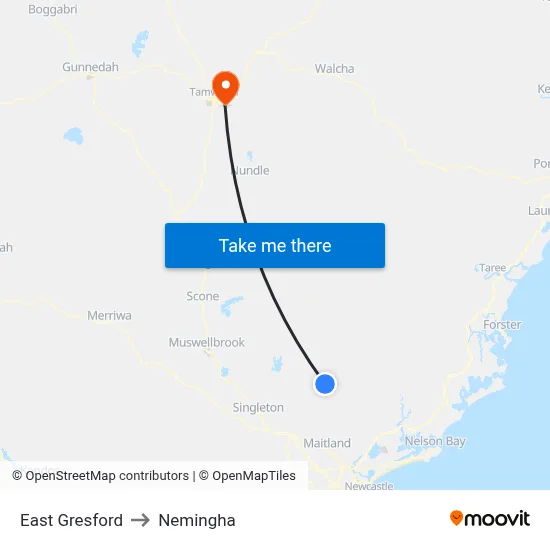 East Gresford to Nemingha map
