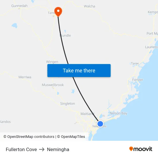 Fullerton Cove to Nemingha map