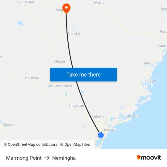 Marmong Point to Nemingha map