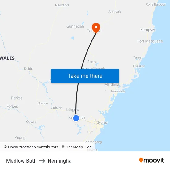 Medlow Bath to Nemingha map