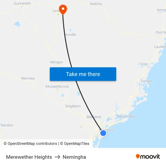 Merewether Heights to Nemingha map
