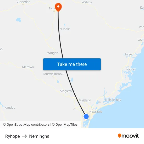 Ryhope to Nemingha map