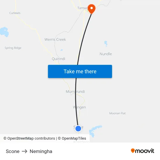 Scone to Nemingha map