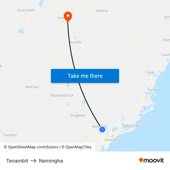 Tenambit to Nemingha map