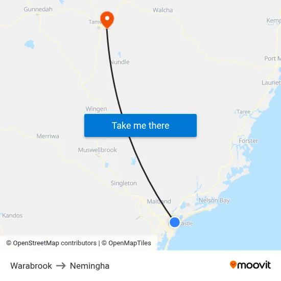 Warabrook to Nemingha map