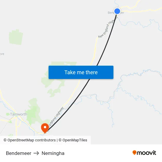 Bendemeer to Nemingha map