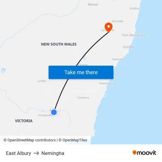 East Albury to Nemingha map