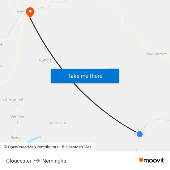 Gloucester to Nemingha map