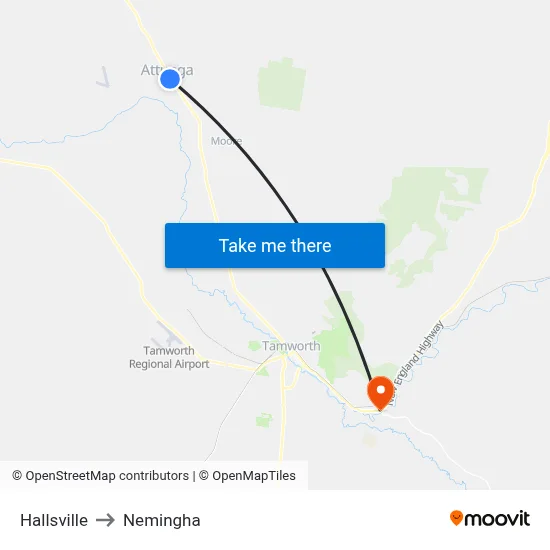 Hallsville to Nemingha map