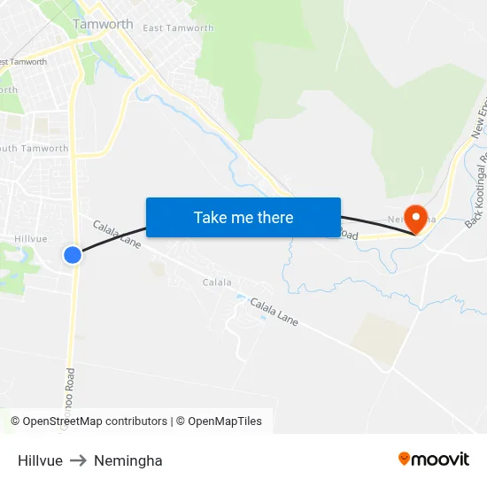 Hillvue to Nemingha map