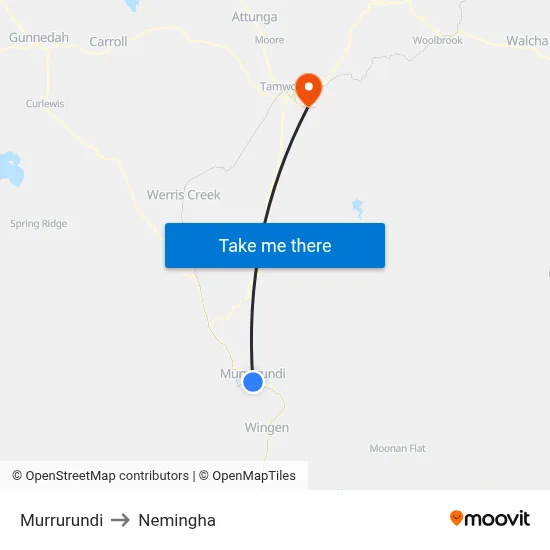 Murrurundi to Nemingha map