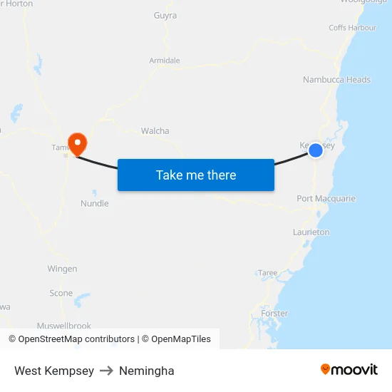 West Kempsey to Nemingha map