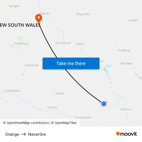 Orange to Nevertire map