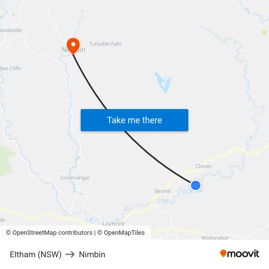 Eltham (NSW) to Nimbin map