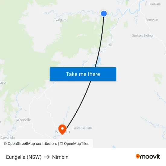 Eungella (NSW) to Nimbin map