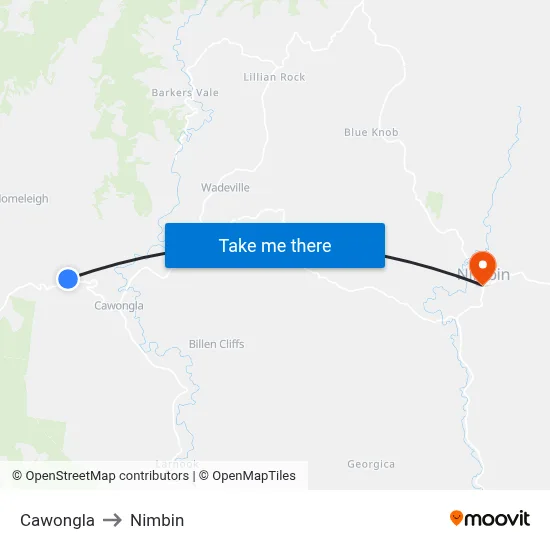 Cawongla to Nimbin map