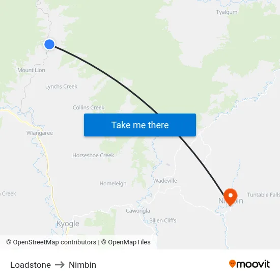 Loadstone to Nimbin map
