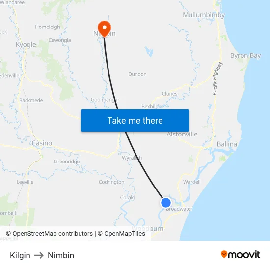 Kilgin to Nimbin map