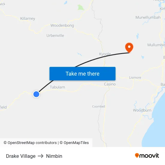 Drake Village to Nimbin map