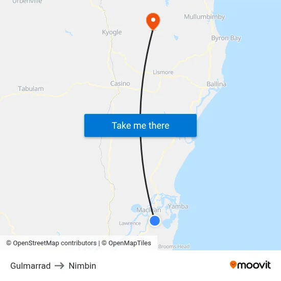 Gulmarrad to Nimbin map