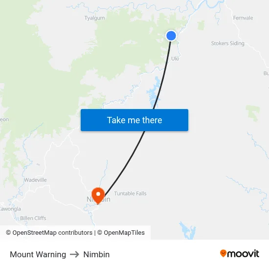 Mount Warning to Nimbin map