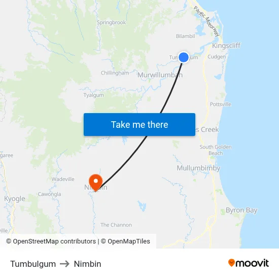 Tumbulgum to Nimbin map