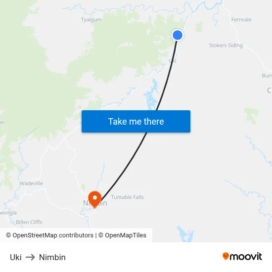 Uki to Nimbin map