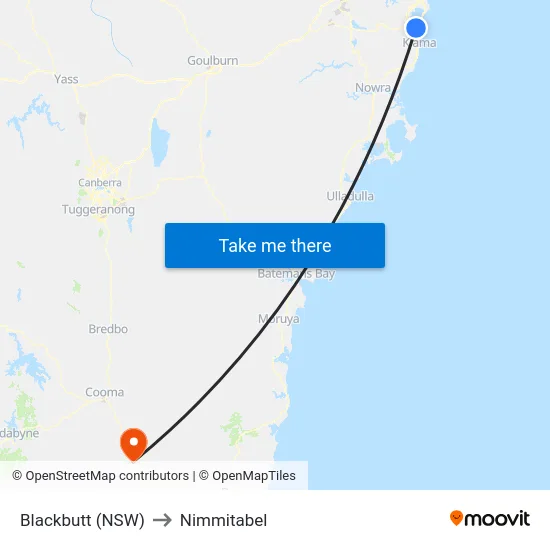 Blackbutt (NSW) to Nimmitabel map
