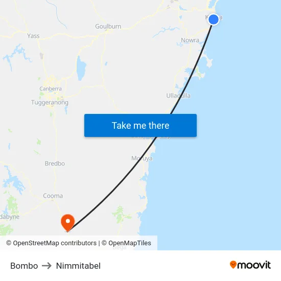 Bombo to Nimmitabel map